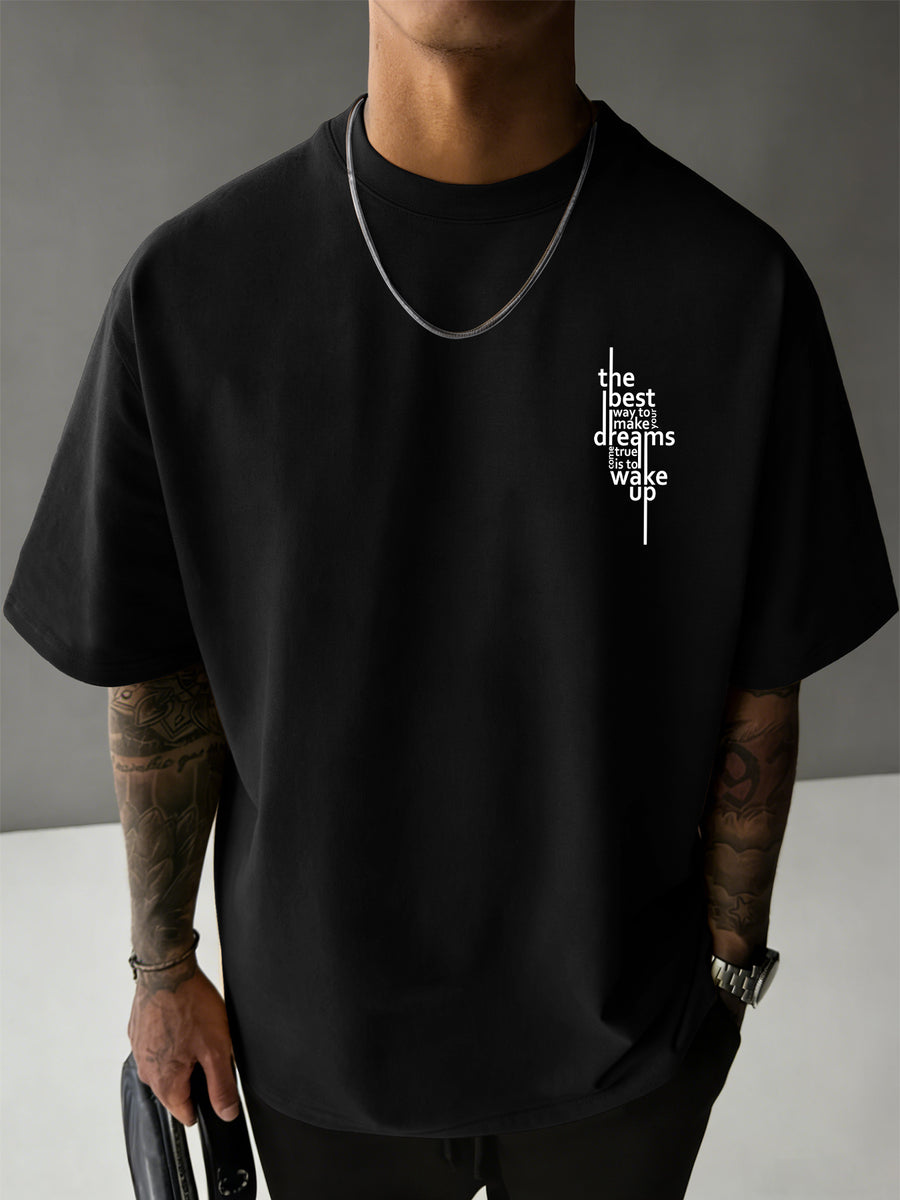 Men'S New 100% T-Shirt, Letter Print on Back Comfortable Soft Breathable All-Season Casual Daily Versatile - Black