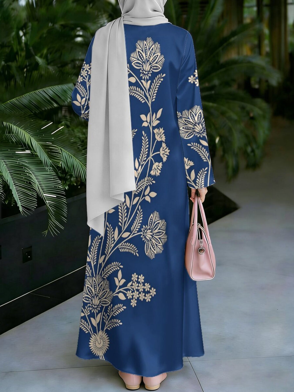 Women'S Middle Eastern Style Muslim Elegant Robe Dress, Suitable for Malaysian Dress, Dubai Saudi Modest Floral Muslim Long Skirt, Wide Sleeve Loose Flared, for Banquets, Prayer, And Important Occasions, Comfortable Non-Embroidered Fabric - Mixed colors