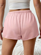 Cat Ear Women's Summer Solid Color Simple Casual Shorts, Suitable for Summer - Pink Color