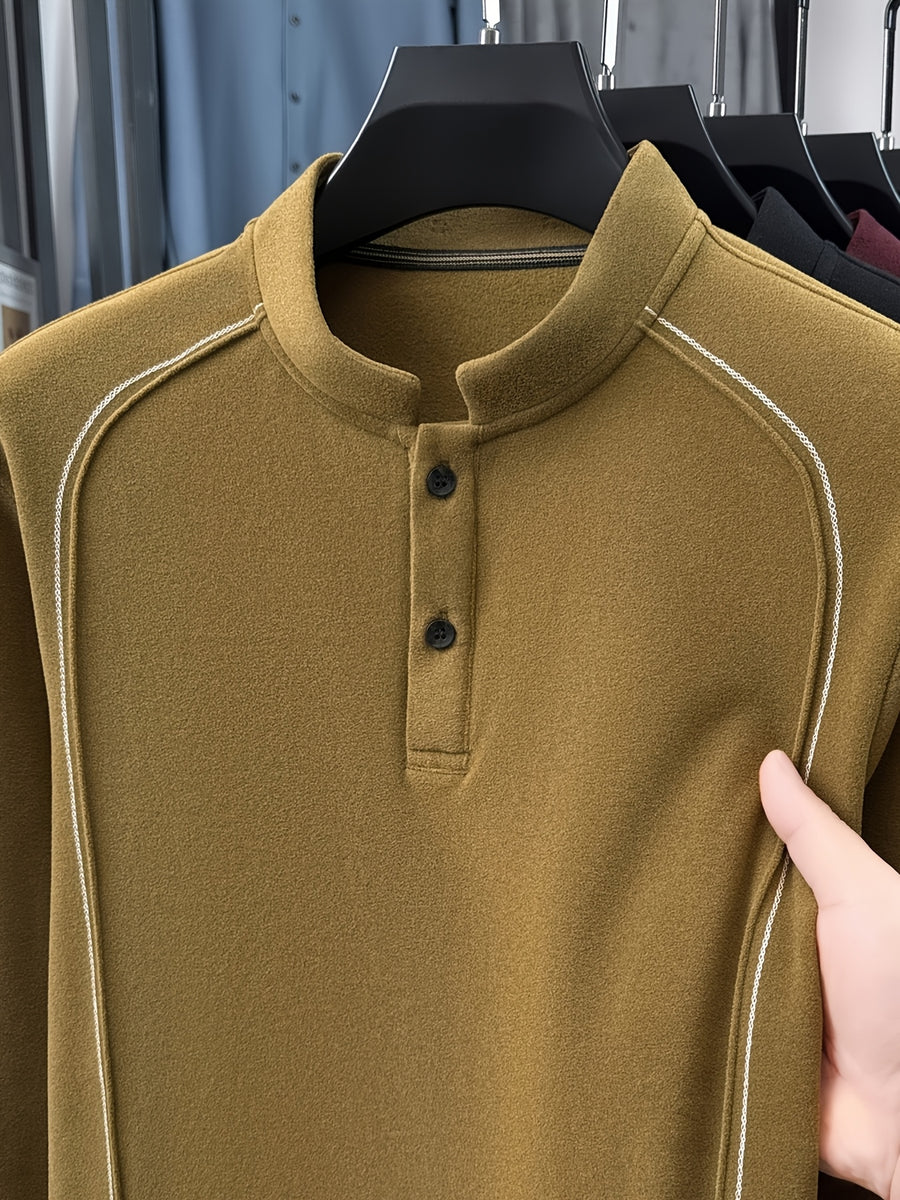 Father's Day Gift for Men 2026 Spring New Arrival Three-Layer Sweatshirt, Heavy-Duty Stitching with Double-Sided Cationic, Essential Business Commute Wear - Brown Golden