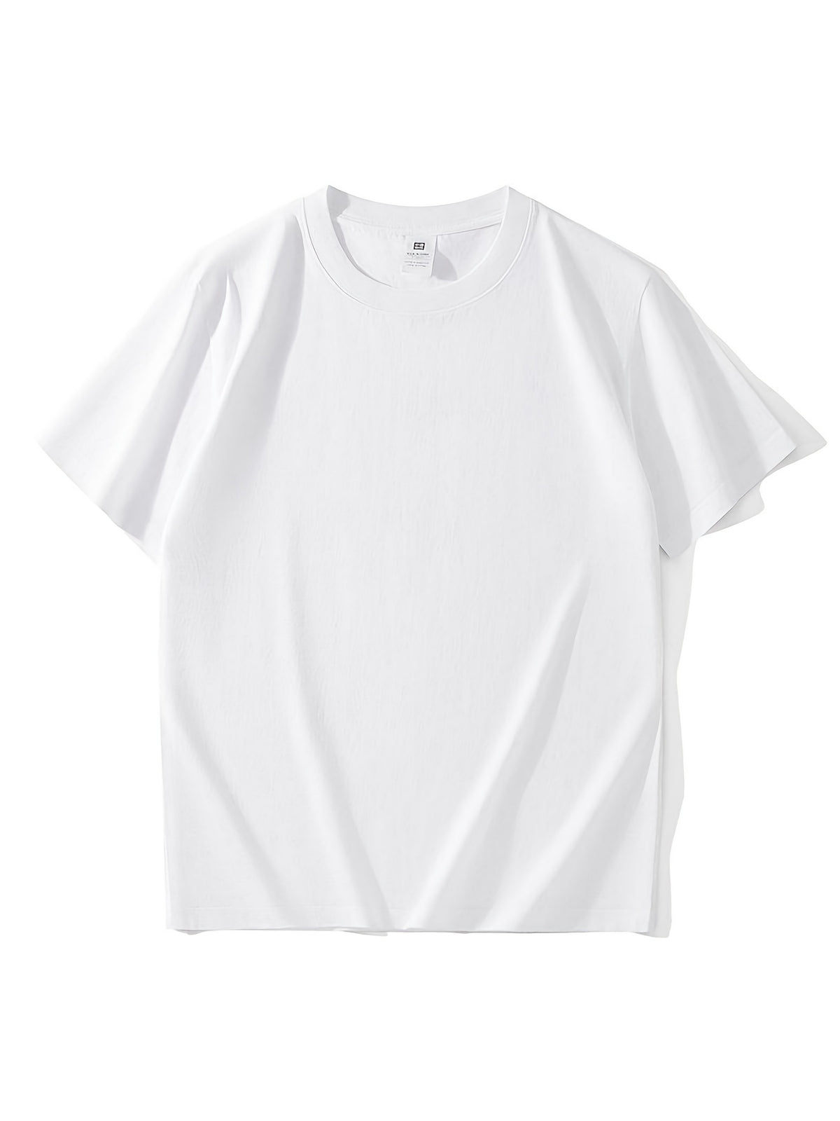 5pcs Set of Men'S T-Shirts, Fashionable Summer Short Sleeve Tops, Casual Athletic Round Neck, Solid Color Comfortable Versatile Outdoor Men'S Wear - White