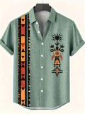 Men'S Athletic Casual Short-Sleeve Print Shirt, with Pockets And Buttons, Men'S Short-Sleeve Ethnic Style Casual Hawaiian Shirt, Fashionable Print Style - Mixed colors