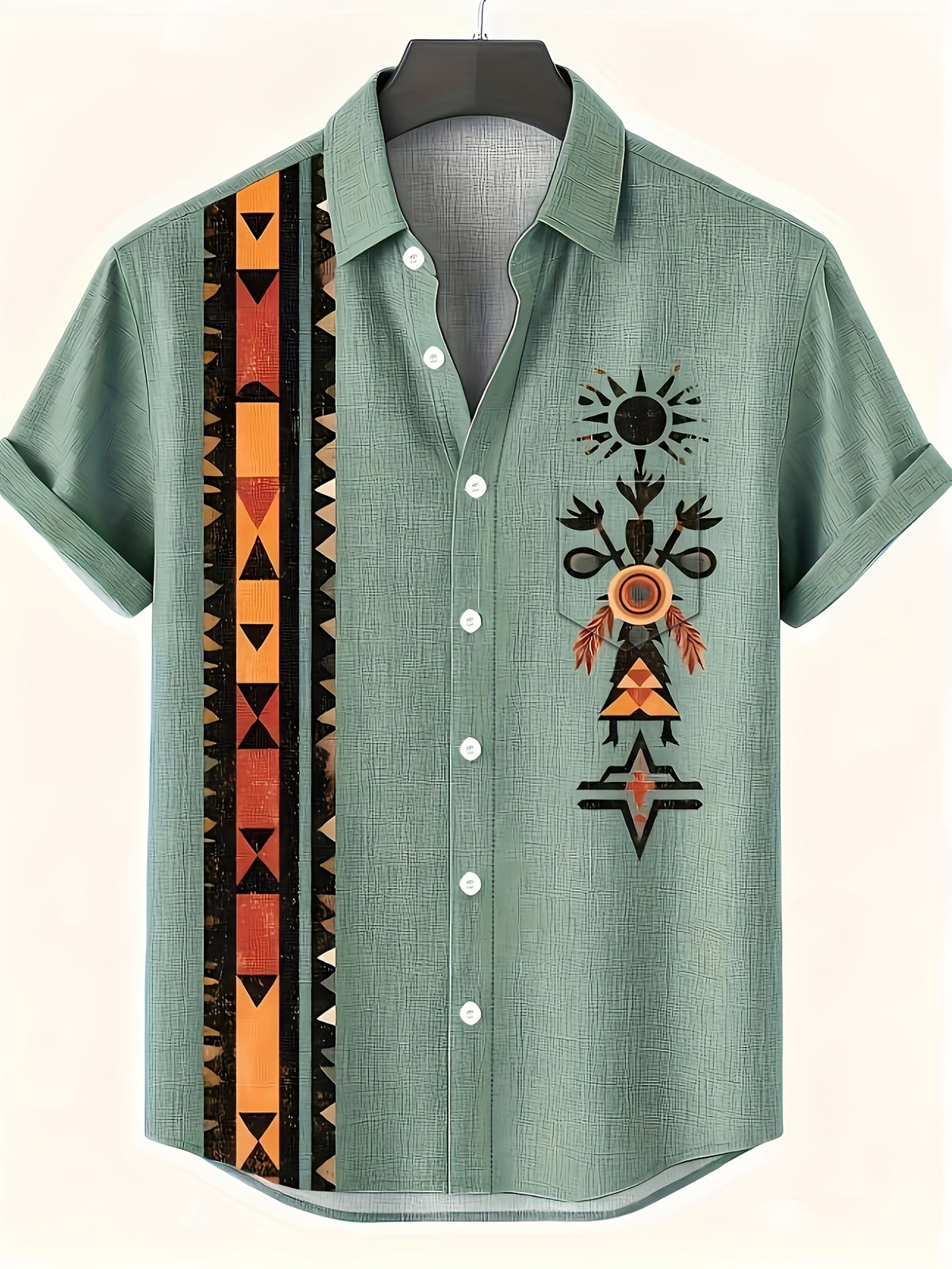 Men'S Athletic Casual Short-Sleeve Print Shirt, with Pockets And Buttons, Men'S Short-Sleeve Ethnic Style Casual Hawaiian Shirt, Fashionable Print Style - Mixed colors