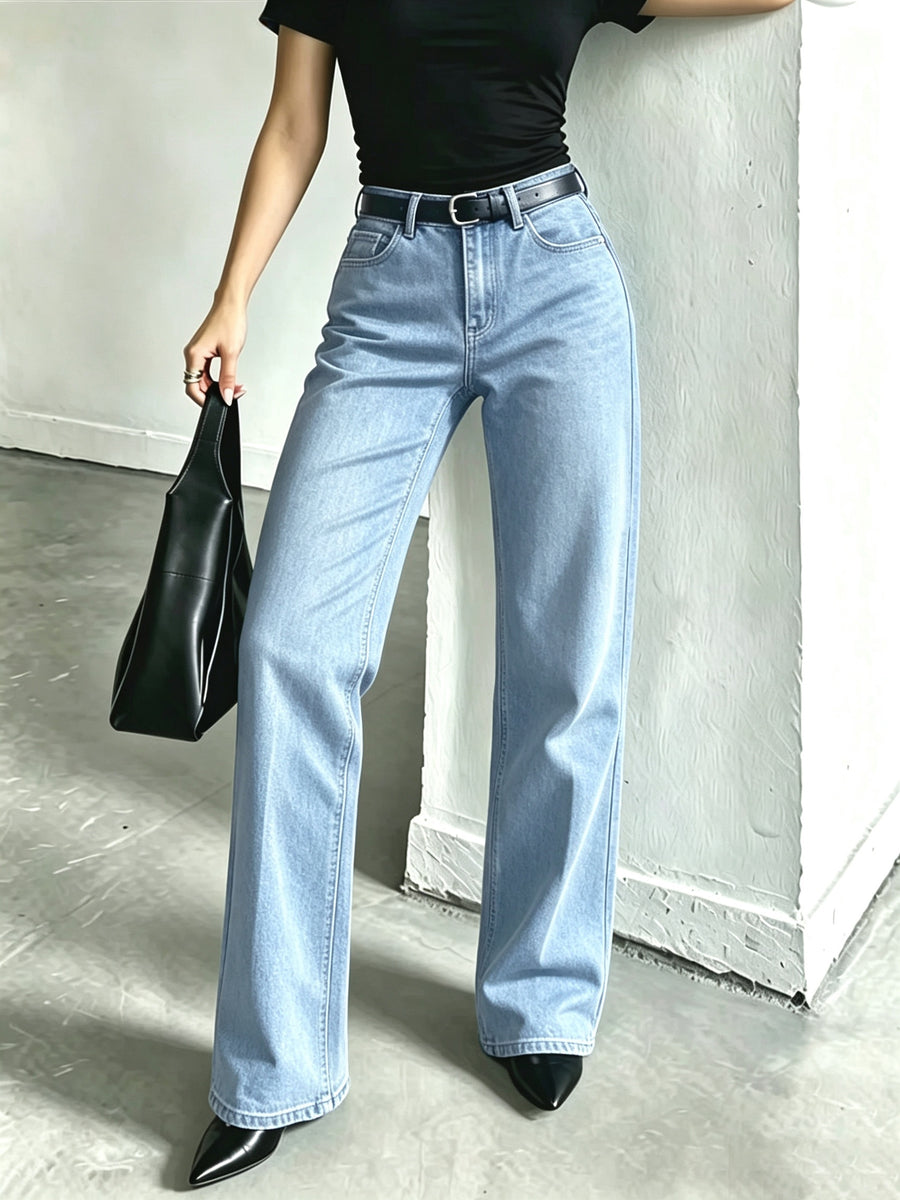 A10050# Simple and Stylish Jeans - Light Blue