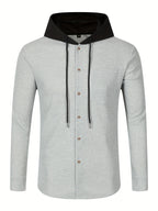 New Casual High-Quality Solid Color Outerwear Shirt Fashion Jacket - Soft, Breathable, Long Sleeve, Button-Up, Chic Design - Perfect for Spring, Autumn, Daily Wear, Outdoors - Grey