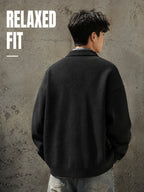 Daily Deal 1pc Men's Knit Cardigan with Baseball Collar, Plaid Trim, Button-Front, Small Label Decor, Urban Street Style, Spring & Fall Loose Fit Daily Sweater Outerwear - Black