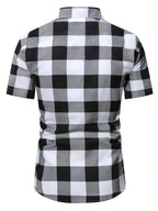 Men'S Hawaiian Casual Vacation Plaid Button-Up Short Sleeve Shirt - Multicolor
