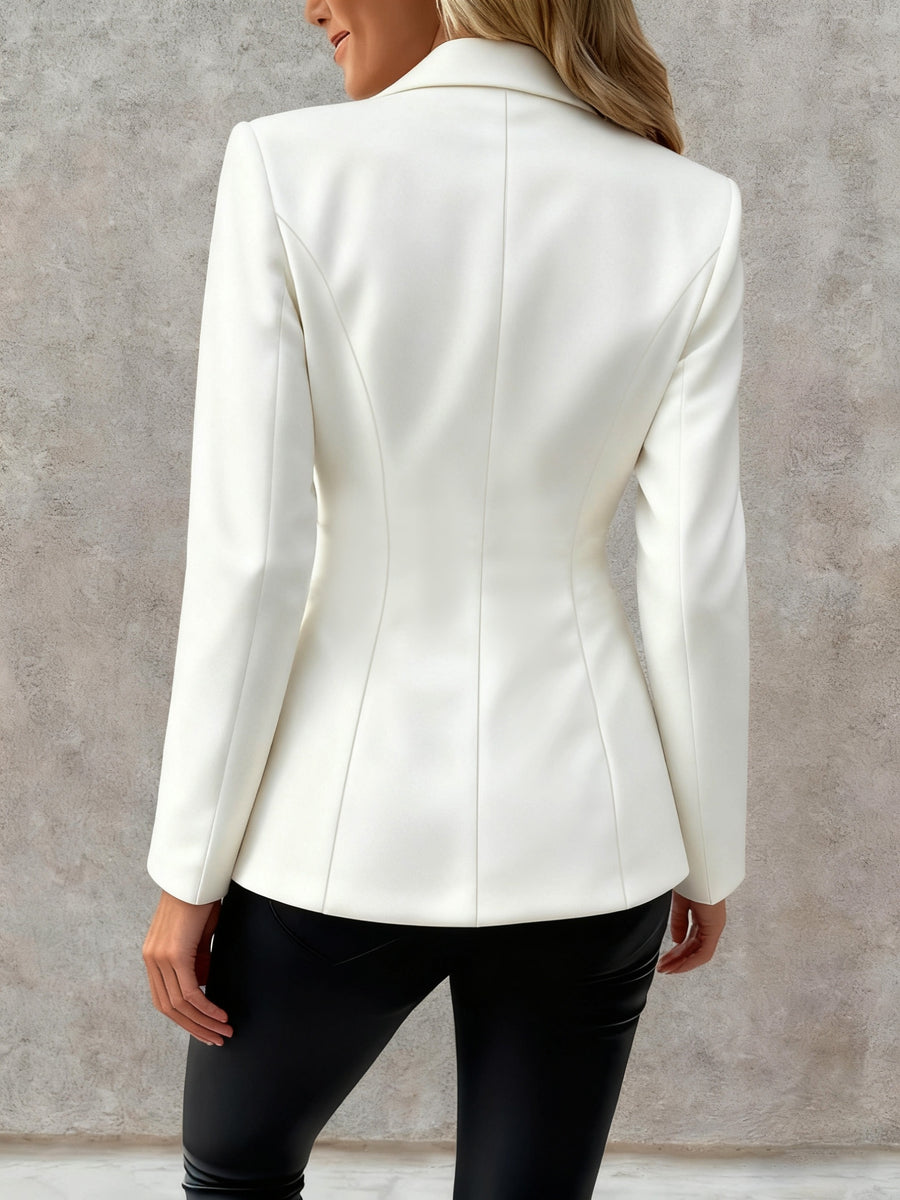 Women White Notched Lapel Blazer Elegant Floral Embroidery Slim Suit Jacket Elegant White Tailored Blazer Green Leaf Butterfly Embroidery Single Button Outerwear Vintage Floral Butterfly Embroidery White Blazer Ladies Formal Office Suit Jacket - flower embroidery