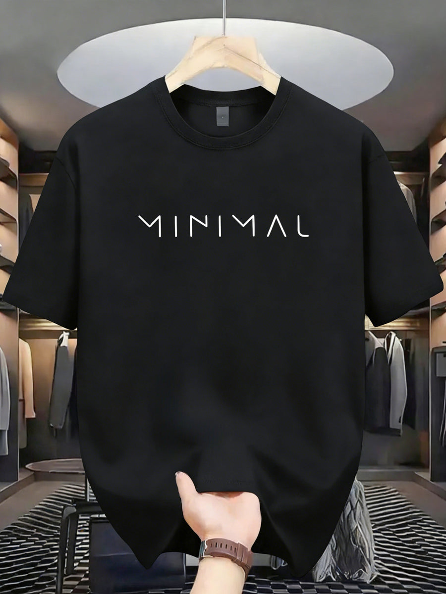 Men's New 100% Cotton T-Shirt with MINIMAL Print, Comfortable, Soft, and Breathable for Summer Casual Daily Wear - Black