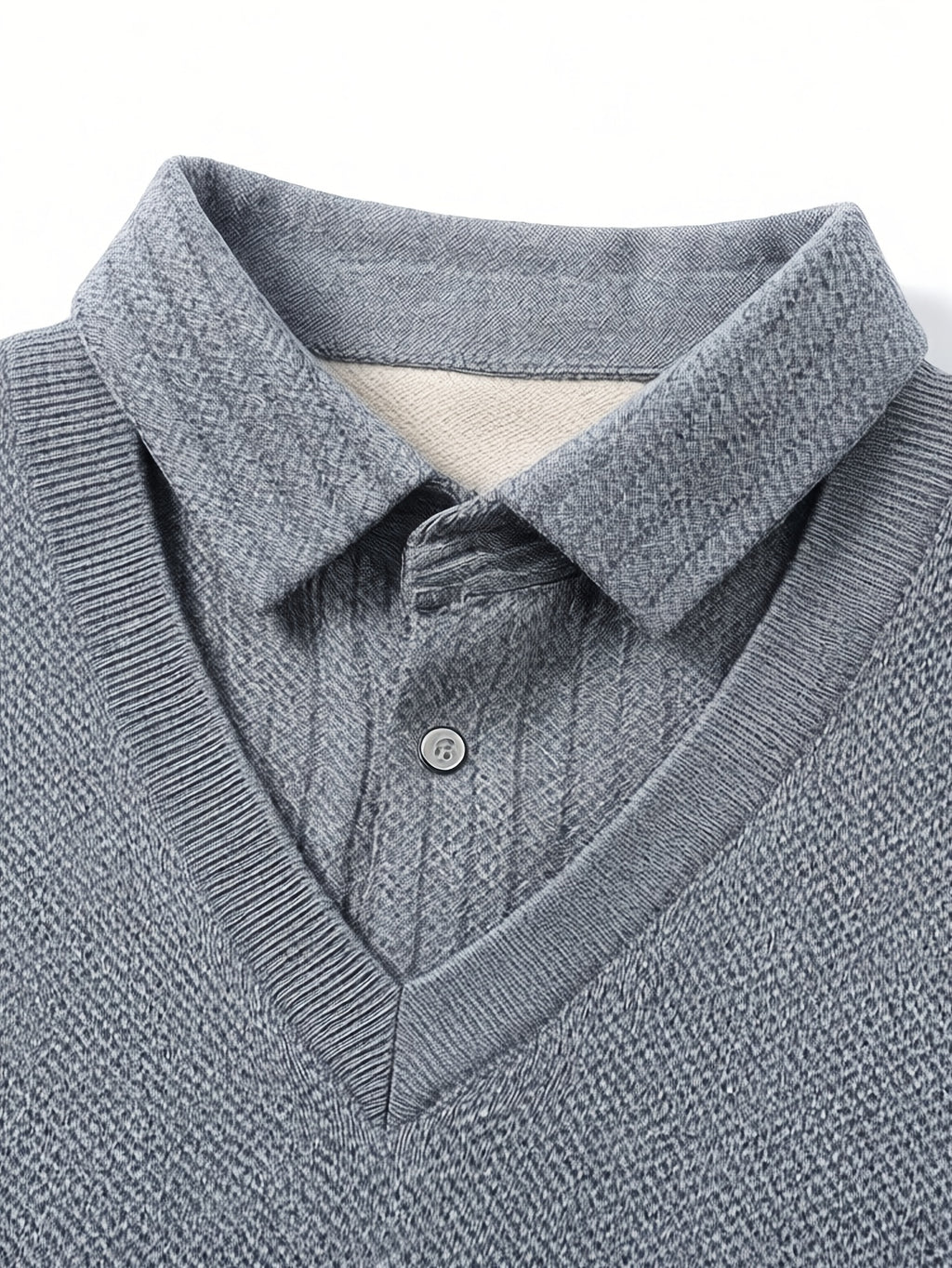 Men'S Shirt Collar Knit Polo, Exquisite Metallic Letter Embroidery on Forearm, Understated Luxury Detail, Enhancing Single Item Quality, Reducing Clumsy Full-Area Prints - SINBOS - Blue Grey