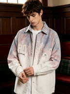 [Pearson OBM] Faux Denim Jacket Outerwear Gradient Long Sleeve Cardigan Couple Style Versatile Top Long Sleeve Shirt - Pink Color