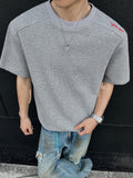 Men's Casual Sports T-shirt, a Fashionable and Trendy Men's T-shirt Featuring  Embroidery, Simple and Versatile Solid Color with a Round Neck and Short Sleeves. The Loose Fit Offers Comfort with Slightly Stretchy Fabric, Ideal for Daily Casual Wear - Grey