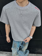 Men's Casual Sports T-shirt, a Fashionable and Trendy Men's T-shirt Featuring  Embroidery, Simple and Versatile Solid Color with a Round Neck and Short Sleeves. The Loose Fit Offers Comfort with Slightly Stretchy Fabric, Ideal for Daily Casual Wear - Grey