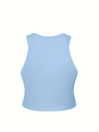 Women's Y2K Elegant Fashion Autumn/Summer Round Neck Tank Top, Cherry Print, Soft Fabric, Machine Washable Comfortable Knitwear, Trendy All-Season Street Style, Popular Loose-Fit Comfortable Multi-Color Option, Breathable Trendy Casual Top - Sky Blue 2