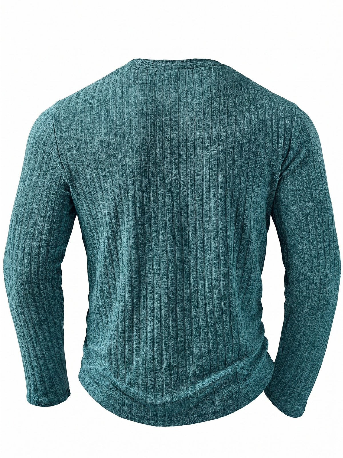 Men'S Fashion Top, Autumn Winter Outdoor Casual Base Layer Shirt, Textured Ribbed Fabric, Solid Color V-Neck Button-Up Long Sleeve Patchwork Men'S Henley Shirt - Royal Blue