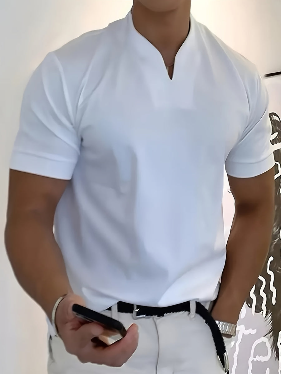 A 2026 New Style Men'S Summer Casual Sports V-Neck T-Shirt, Featuring a Street Fashion V-Neck Design, a Lightweight And Breathable Training Shirt for Exercise And Fitness, Suitable As a Base Layer for Daily Wear - White