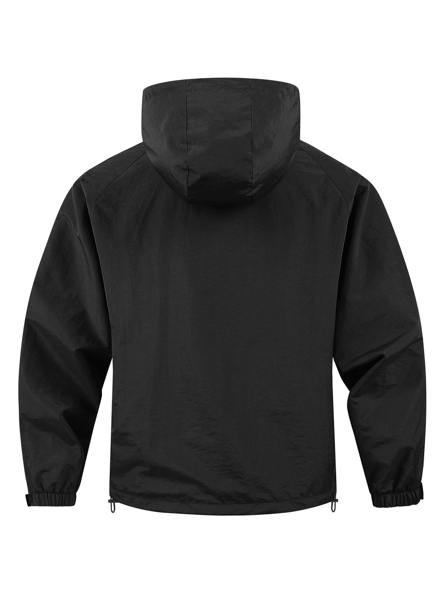 Men'S Spring Autumn Outdoor Casual Hooded Jacket - Black