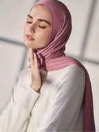 1pc Women'S Jersey Headscarf, Solid Color Scarf, Jersey Headwrap, Muslim Prayer Head Wrap Abaya, Suitable for All Seasons for Dress - Pink