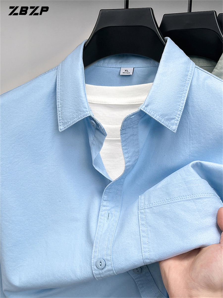 ZBZP New Spring/Autumn Men's Business Casual Long-Sleeve Shirt, Trendy and Versatile Dress Shirt YM - Blue