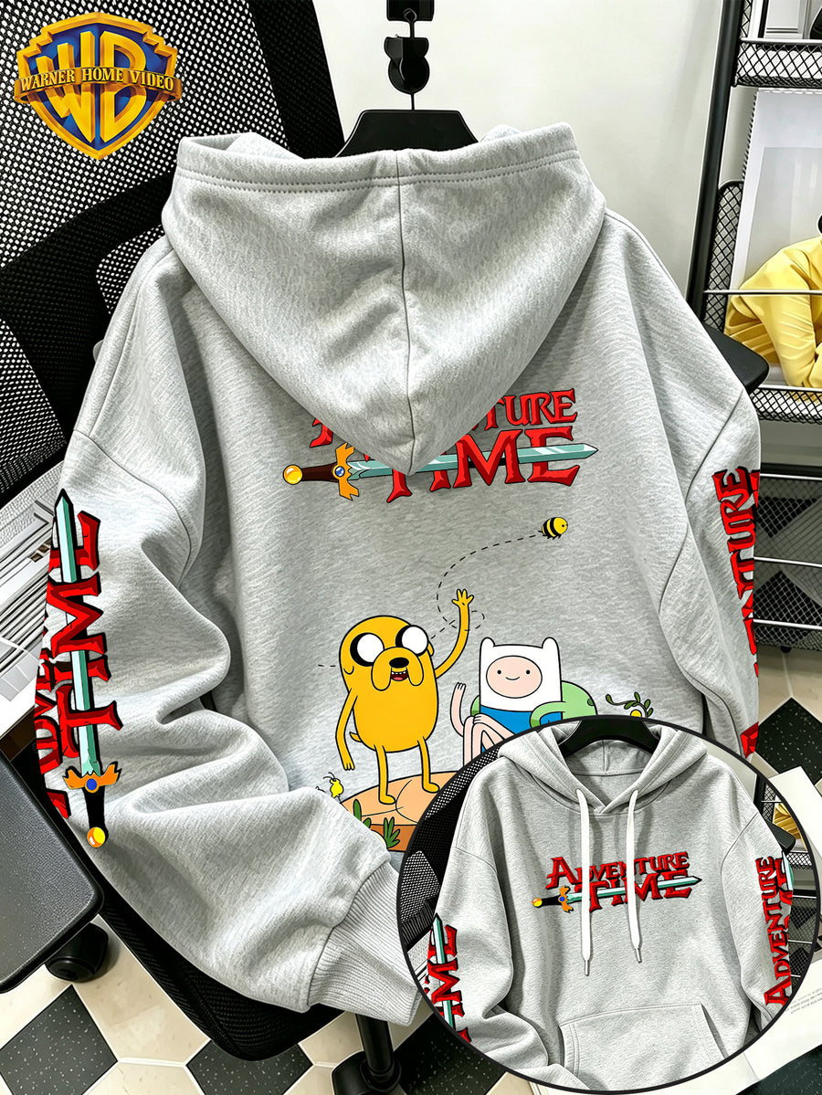 By Warner Bros., 2026 New Adventure Treasure Print, Men's Hoodie, Hooded Sweatshirt, Kangaroo Pocket and Drawstring Hat, Suitable for Daily and Outdoor Sports Wear, Autumn and Winter Warm Jacket, Fashionable Jacket - Light Grey