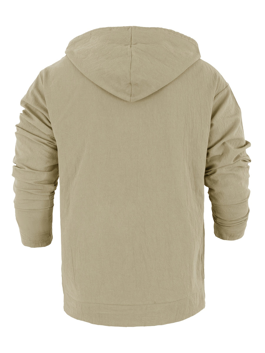 3pcs Men's Casual and Fashionable Hoodies, Made of Linen Material, Suitable for Outdoor Leisure, Adjustable Drawstring Hoodies, the First Choice Men's Tops in Spring and Autumn - Light Blue + Khaki + Army Green