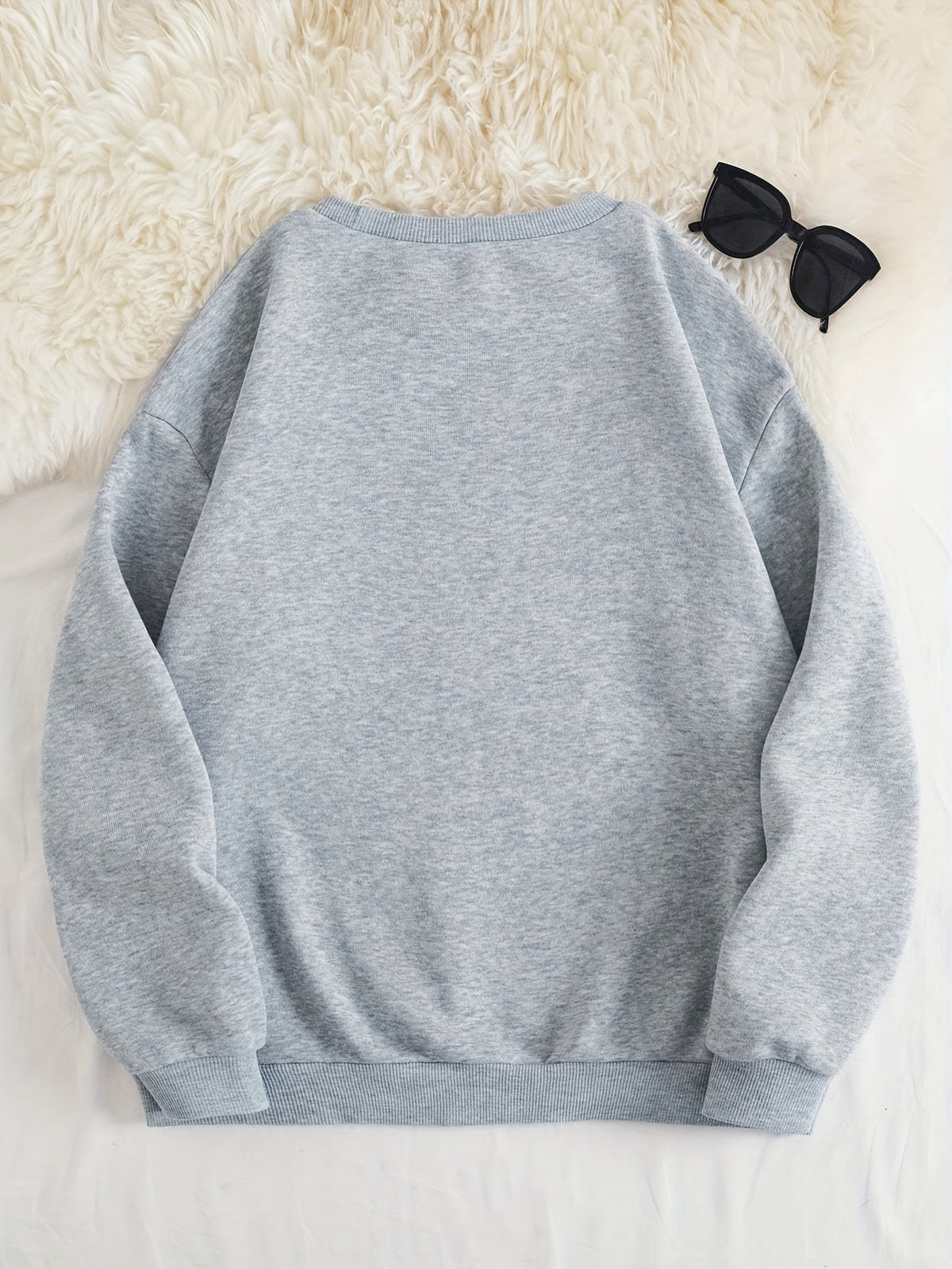 Women'S Easy Round Neck Long Sleeve Casual Top - Grey