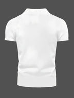 Men's Solid Color Casual Comfortable Mid-Neck Short-Sleeve T-Shirt for Spring, Summer, and Autumn, Suitable for Casual Outings, Holidays, Daily Wear, and Other Occasions, Versatile Base Layer Tee, 100% Polyester, Machine Washable, Not Dry Cleanable. - White