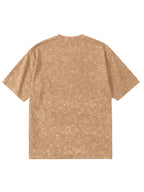 Easy Letter Short Sleeve Men'S Washed Distressed T-Shirt, High Street Style Versatile Top - Khaki