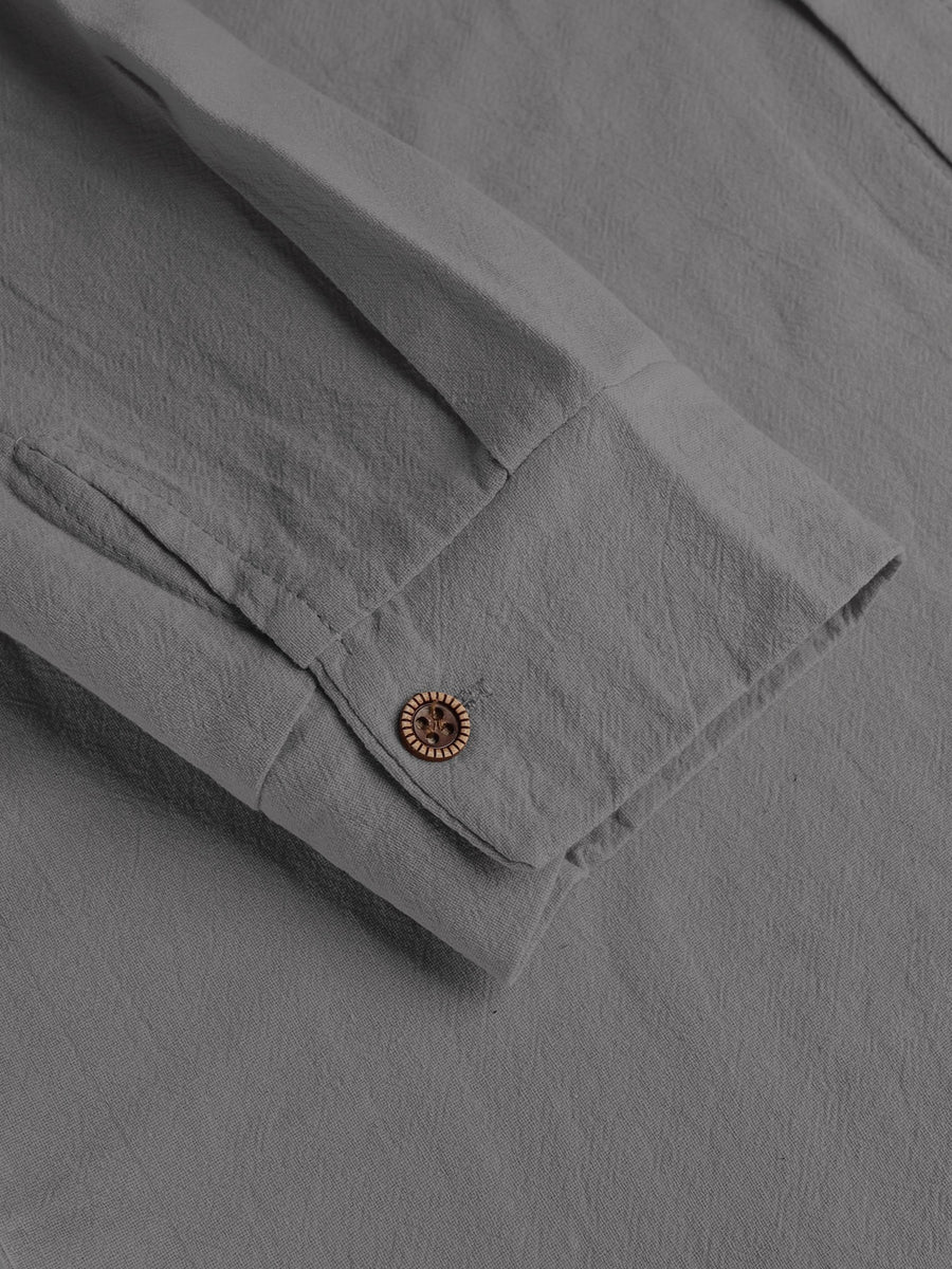 2pcs Men's Linen Fabric Henley Collar Long Sleeve Shirt, Simple Vintage Style, Loose Fit for Spring and Autumn, Multiple Color Options, Suitable for Outdoor Outings, Urban Commuting, and Home Wear, Versatile for Daily Casual and Holiday Occasions - Gray+Blue