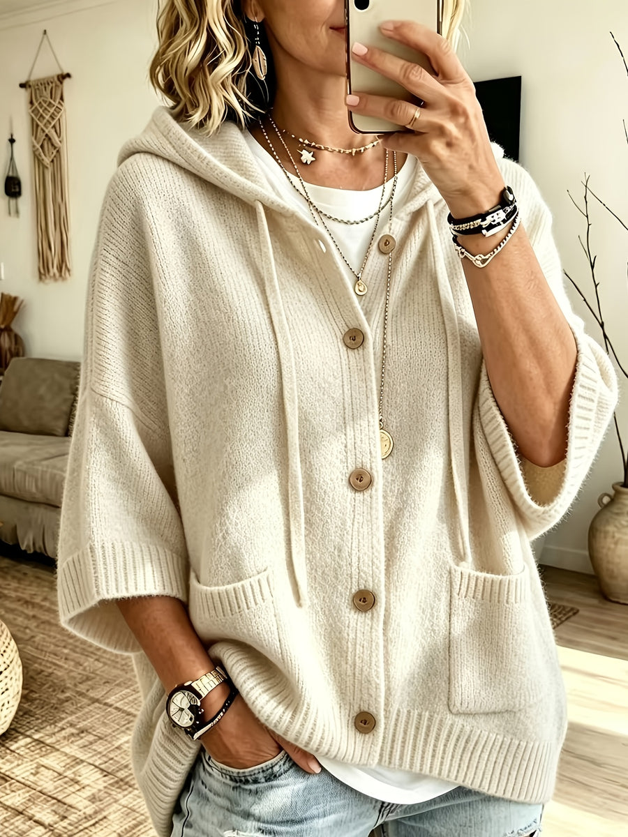 Elegant Casual Pocket Cardigan for Women - Off-white