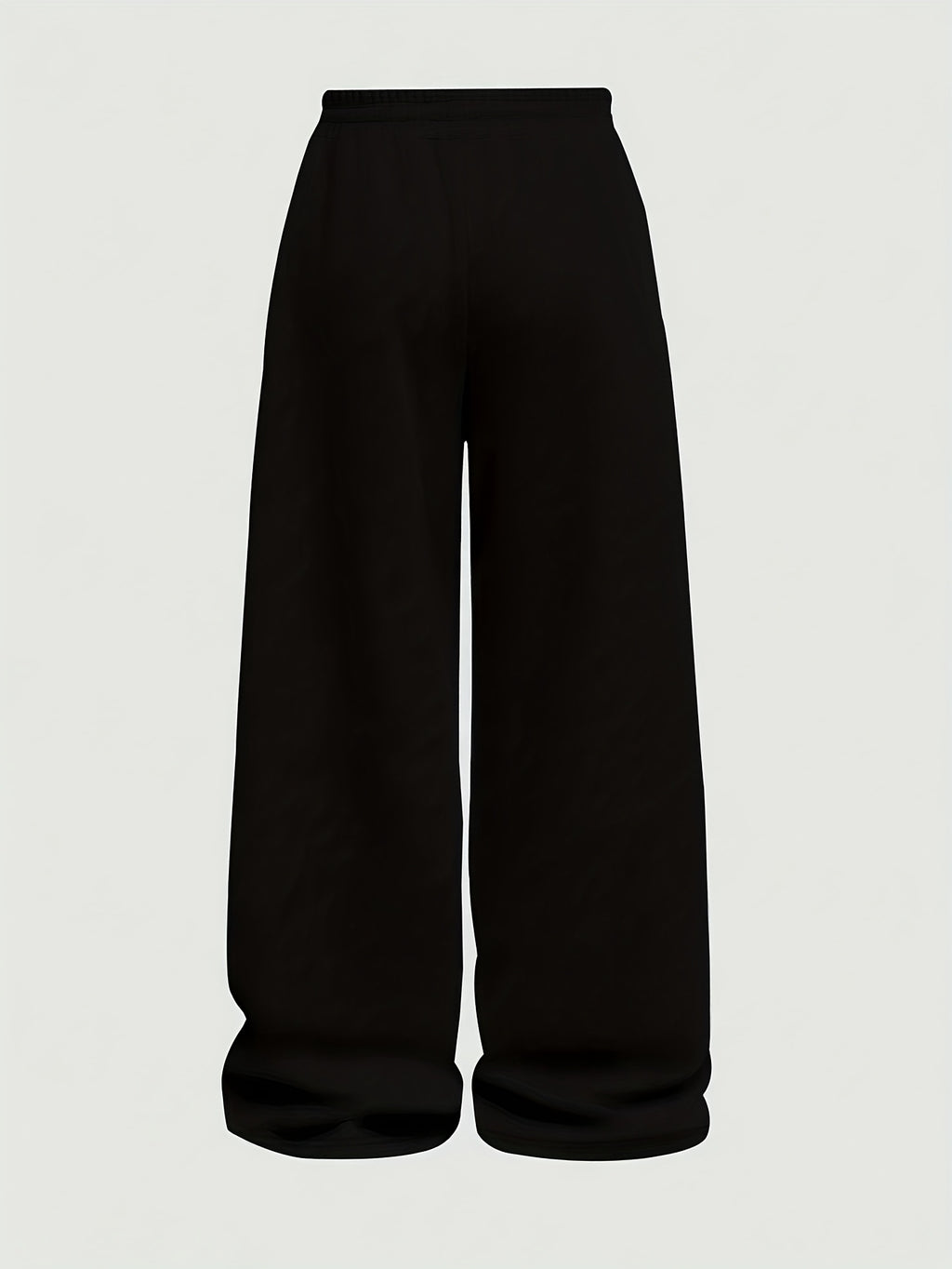 Casual Pants, Loose Wide-Leg Casual Pants, Elastic Waistband Athletic Pants, Warm Elastic Waistband Casual Pants for Women's Autumn/Winter Outerwear - Black
