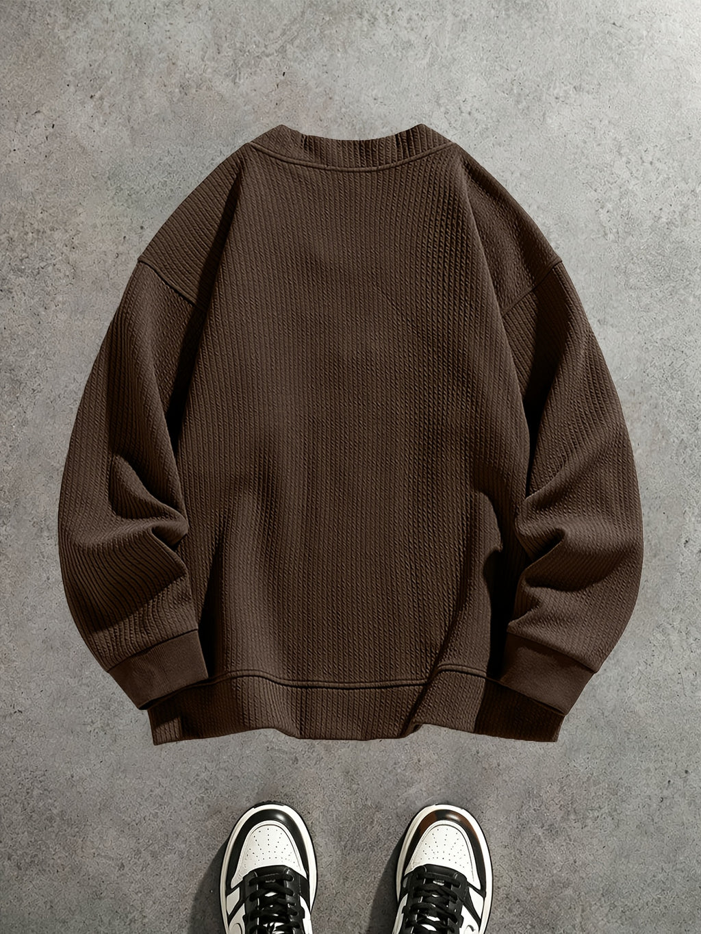 Spring/Autumn New Men's Solid Color V-Neck Zipper Knit Cardigan Jacket, Versatile Top for Commuting, Daily Wear, and Casual Occasions, Simple, Loose-Fitting, Skin-Friendly, and Soft, Couple's Knit Outerwear - Coffee Color