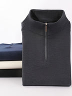 Men'S Half-Zip Stand Collar Knit Sweater, Semi-Open Zipper Placket Ribbed Hem, Business Casual Spring Autumn Regular Fit for Commute And Daily Wear - White