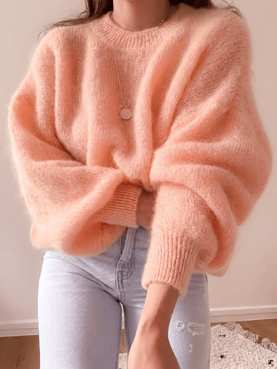 High-quality Sweater with a Soft Texture, Offering Comfortable and Loose-fitting Wear. The Elegant Design Is Suitable for Autumn and Winter Seasons, Especially for Warm Weather. Elegant Party Women's Wear, Festive Attire for Women, and Casual - Orange-Red