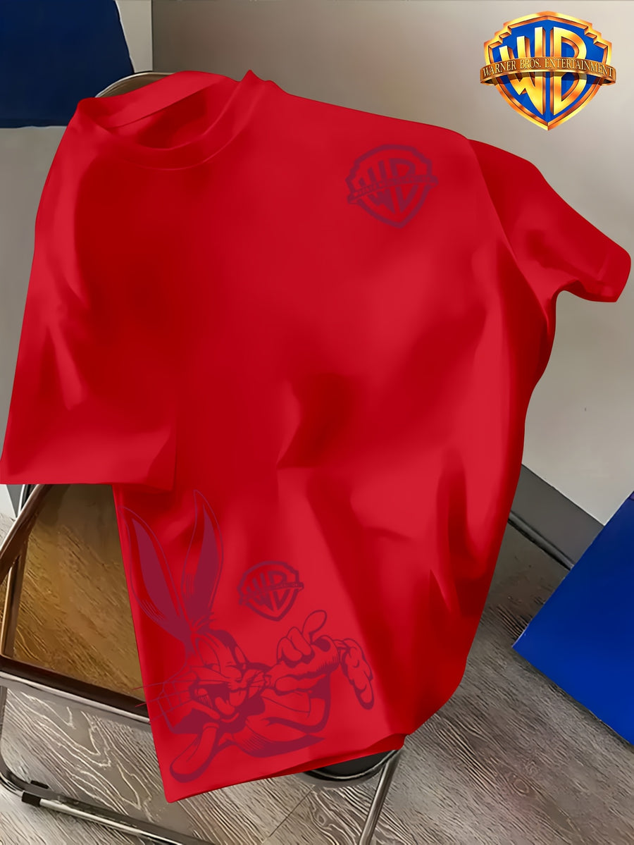 Easy WB Logo Vs. Line-Heavy Rabbit, One Easy One Complex with Layers, Breathable And Skin-Friendly Short Sleeve, Casual Fitness Sports Versatile Men'S Top - Red 3