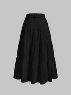 Women'S Solid High-Waist Half Skirt - Black