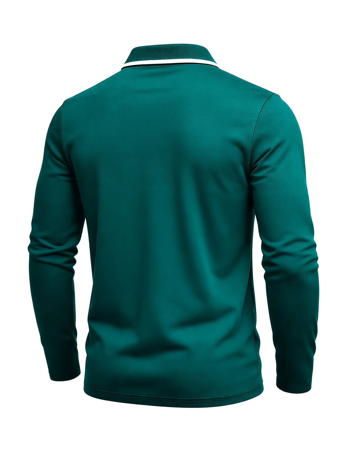Autumn Cross-Border American Men'S Long Sleeve Polo Shirt Men'S Base Layer Contrast Top - Postal Orchid