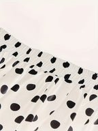 Women's High-Waisted Ruffle Hem Polka Dot Midi Skirt - White