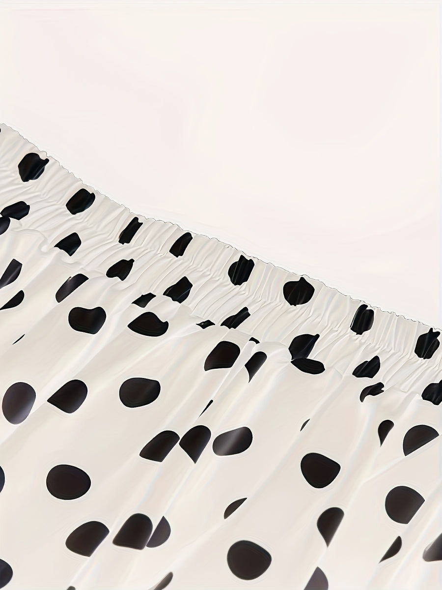 Women's High-Waisted Ruffle Hem Polka Dot Midi Skirt - White