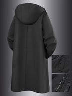 Spring And Autumn Men'S Outdoor Long Trench Coat Fashion Light Luxury Black Trench Coat Light Business Long Hooded Coat Black Coat Jacket - Black