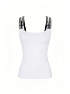 Spring and summer Women's new vest, sexy and elegant, versatile halter top, trendy and versatile letter print vest, a must-have gift for shopping festivals and Christmas parties - White
