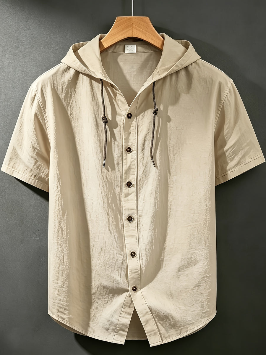 Tang Yunshu's Selection: New Summer Men's Linen Short-Sleeve Sports T-Shirt, Lightweight, Breathable, and Casual, Loose Fit for a Slimming Look, Flattering on All Body Types - Khaki