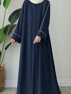 Middle Eastern Muslim Solid Comfortable Robe 8356 - Navy Color