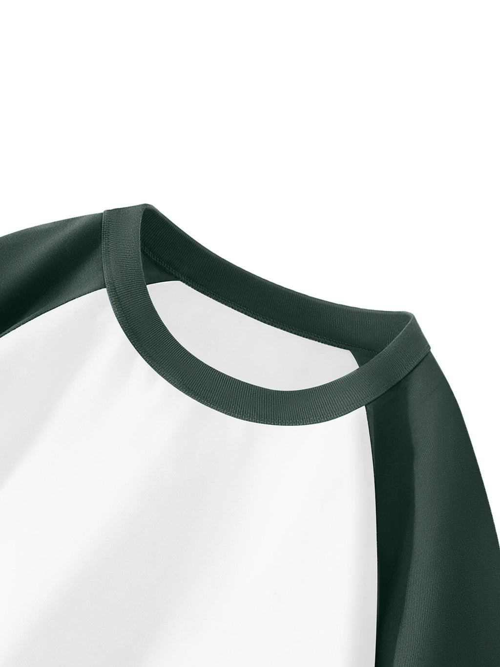 Hualian 100% Contrast Patch Shoulder Long Sleeve T-Shirt Men'S Round Neck Color-Block Casual Spring Autumn Versatile Base Layer - Green