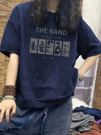 Retro Fashion Short Sleeve T-Shirt Women'S Summer Short Sleeve T-Shirt Pure Short Sleeve T-Shirt Top Design Sense Unique Loose Top Base Layer #3333 - Navy Color