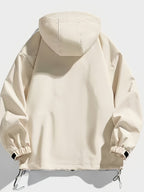 Men'S New Jacket Coat Spring Autumn Casual Jacket Sports Outdoor Zipper Pocket, Hooded Design Casual Outdoor Coat - Apricot