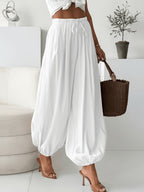 Women'S Fashion Lightweight Loose Casual Trousers, All-Season Style, Suitable for Casual Wear - White