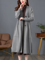 Spring And Autumn 2024 New Women'S Cardigan, a Stylish And Elegant Long Sweater Coat, Loose And Trendy Outerwear - Grey