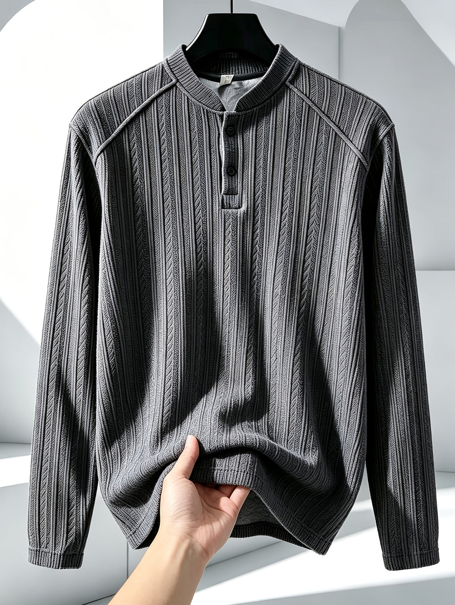 Men's Sweatshirt, Spring/Autumn American-Style Stand Collar Fashion Long-Sleeve T-Shirt, Men's Streetwear Brand Wheat Ear Pattern Heavyweight Base Layer or Outerwear Top, New Arrival in Stock - Grey
