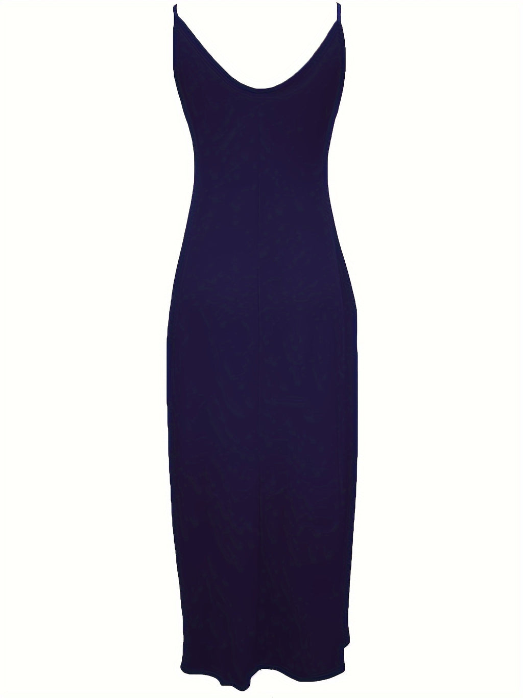 Oriented to European And American Foreign Trade Cross-Border New Women'S Long Dress, Slim And A-Line Solid Color Pattern Suspender Dress - Dark Blue
